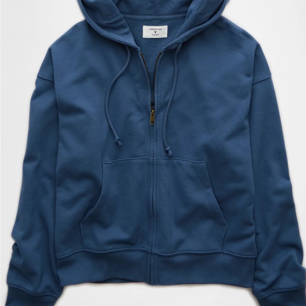 American Eagle Fleece Zip-Up Hoodie Blue